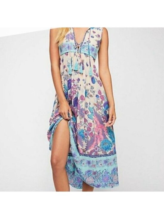 Spell NWOT XS Siren Song Boho Floral Print Sleeveless Midi Dress - Picture 3 of 10